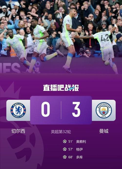曼城下半场掀桌：3球血洗切尔西，瓜帅距榜首只差6分